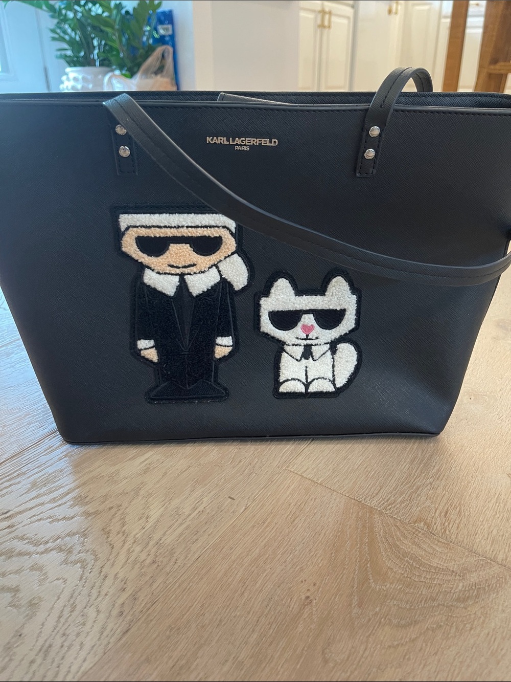 Karl Lagerfeld Black Tote with Character Patch